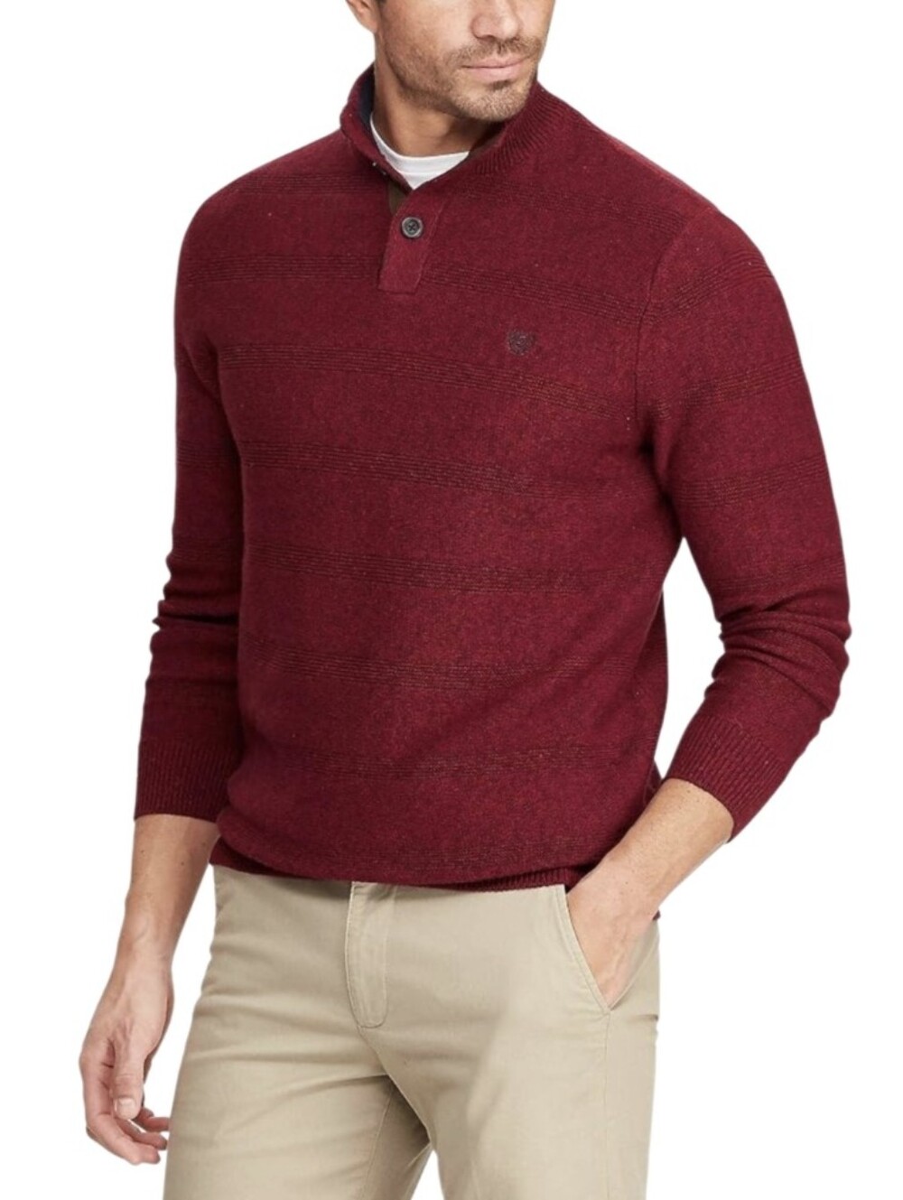 #1810 Men's Maroon Shawl Collar Knit Sweater